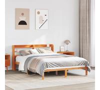 vidaXL Bed Frame with Headboard without Mattress Wax Brown 120x190 cm Small Double