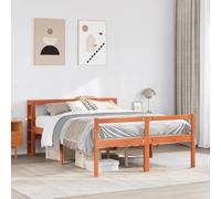 vidaXL Bed Frame with Headboard without Mattress Wax Brown 150x200 cm King Size