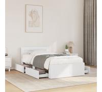 vidaXL Bed Frame with Headboard Bed Base White 100x200 cm Engineered Wood