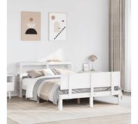vidaXL Bed Frame with Headboard without Mattress White 120x190 cm Small Double