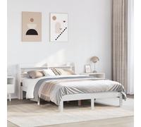vidaXL Bed Frame with Headboard without Mattress White 120x190 cm Small Double