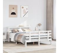 vidaXL Bed Frame with Headboard without Mattress White 120x190 cm Small Double