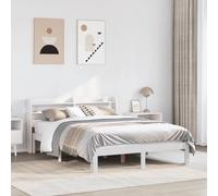 vidaXL Bed Frame with Headboard without Mattress White 120x200 cm