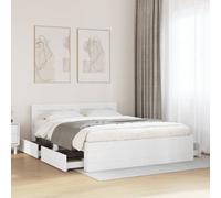 vidaXL Bed Frame with Headboard Bed Base White 160x200 cm Engineered Wood
