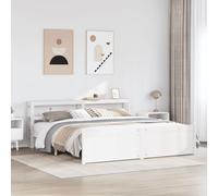 vidaXL Bed Frame with Headboard without Mattress White 180x200 cm Super King