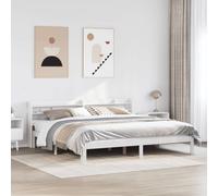 vidaXL Bed Frame with Headboard Bed Base White 200x200 cm Solid Wood Pine