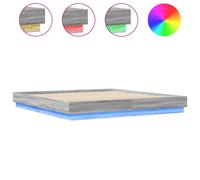vidaXL Bed Frame with LED Lights Bed Base Grey Sonoma 180x200 cm Super King