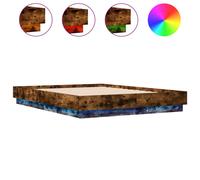 vidaXL Bed Frame with LED Lights Bed Base Smoked Oak 120x190 cm Small Double
