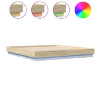 vidaXL Bed Frame with LED Lights Bed Base Sonoma Oak 180x200 cm Super King