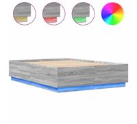 vidaXL Bed Frame with LED Lights Bed Grey Sonoma King Size Engineered Wood