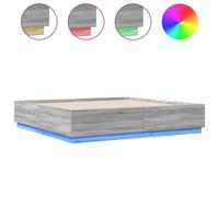 vidaXL Bed Frame with LED Lights Bed Grey Sonoma Super King Engineered Wood