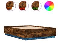 vidaXL Bed Frame with LED Lights Bed Smoked Oak 160x200 cm Engineered Wood