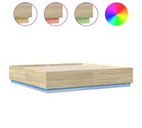 vidaXL Bed Frame with LED Lights Bed Sonoma Oak Super King Engineered Wood