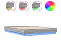 vidaXL Bed Frame With Led Without Mattress Grey Sonoma 160X200 cm, Grey