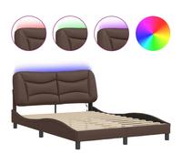 vidaXL Bed Frame with LED Lights Home Bed Base Brown 120x200 cm Faux Leather