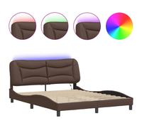 vidaXL Bed Frame with LED Lights Home Bed Base Brown 160x200 cm Faux Leather