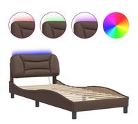 vidaXL Bed Frame with LED Lights Home Bed Base Brown 90x200 cm Faux Leather
