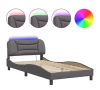 vidaXL Bed Frame with LED Lights Home Bed Base Grey 100x200 cm Faux Leather