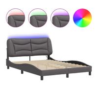 vidaXL Bed Frame with LED Lights Home Bed Base Grey 140x200 cm Faux Leather