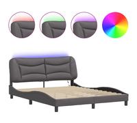 vidaXL Bed Frame with LED Lights Home Bed Base Grey 160x200 cm Faux Leather