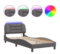 vidaXL Bed Frame with LED Lights Home Bed Base Grey 80x200 cm Faux Leather