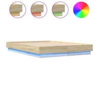 vidaXL Bed Frame with LED Lights Home Bed Base Sonoma Oak 135x190 cm Double