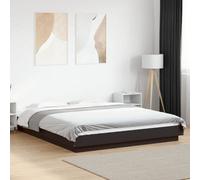 vidaXL Bed Frame With Led Lights Without Mattress Black 150X200cm, Black