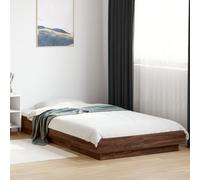 Bed Frame & LED Lights Brown Oak 75x190cm Small Single Engineered Wood vidaXL