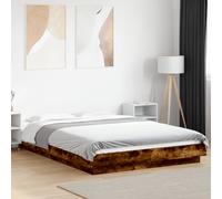 vidaXL Bed Frame with LED Lights without Mattress Smoked Oak 120x190cm