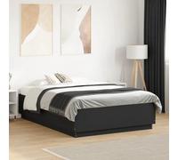 vidaXL Black Bed Frame with RGB LED Lights, 120x190 cm Small Double, Engineered Wood
