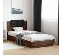 Vidaxl Bed Frame With Led Without Mattress Brown Oak 100X200 Cm