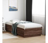vidaXL Bed Frame with LED Lights Bed Base Brown Oak 90x200 cm Engineered Wood