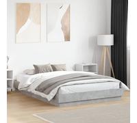 Bed Frame with LED Lights Base Bedstead Concrete Grey 160x200 cm vidaXL