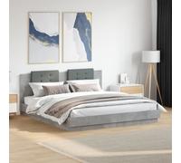 vidaXL Bed Frame with Headboard and LED Lights Bed Concrete Grey Super King