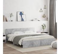 vidaXL Bed Frame with LED without Mattress Concrete Grey 180x200 cm Super King