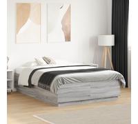 vidaXL Bed Frame with LED without Mattress Grey Sonoma 120x190 cm Small Double