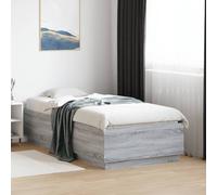 (grey sonoma, 90 x 190 cm) vidaXL Bed Frame with LED Lights Bed Base Mattress Foundation Engineered Wood