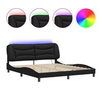 vidaXL Bed Frame with LED without Mattress "Hvar" Black 180x200 cm Super King