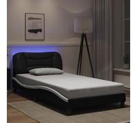 Vidaxl Bed Frame With Led Without Mattress "hvar" Black And White 100X200 Cm