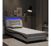 Vidaxl Bed Frame With Led Without Mattress "hvar" White And Black 90X190 Cm