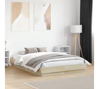 vidaXL Bed Frame with LED Lights Bed Base Sonoma Oak 120x190 cm Small Double