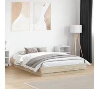 vidaXL Bed Frame with LED without Mattress Sonoma Oak 135x190 cm Double