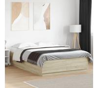 vidaXL Bed Frame & LED Lights Sonoma Oak 150x200 cm King Size Engineered Wood