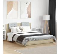 Bed Frame with Headboard and LED Lights Sonoma Oak 150x200 cm King Size vidaXL