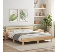 vidaXL Bed Frame with LED without Mattress Sonoma Oak 160x200 cm