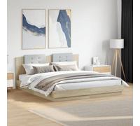 Vidaxl Bed Frame With Led Without Mattress Sonoma Oak 180X200 Cm Super King