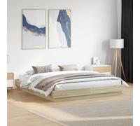 Bed Frame with LED without Mattress Sonoma Oak 180x200 cm Super King