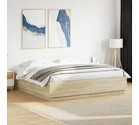 Vidaxl Bed Frame With Led Without Mattress Sonoma Oak 180X200 Cm Super King