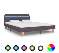 vidaXL Bed Frame with LED without Mattress Taupe Fabric 150x200 cm King Size