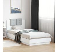 Bed Frame with Headboard and LED Lights Home Base White 100x200 cm vidaXL